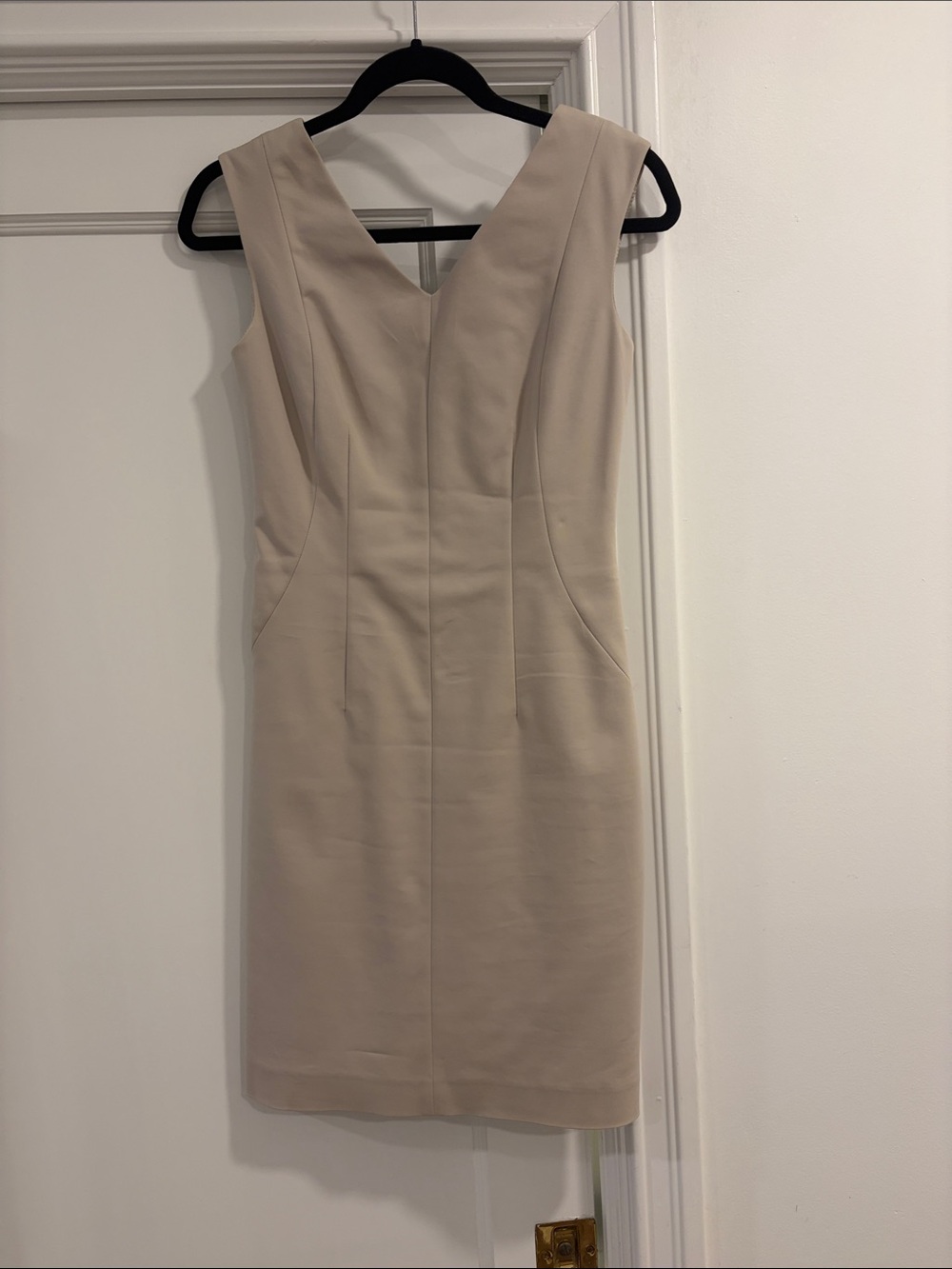 Club Monaco Sleeveless V-Neck Beige Sheath Dress
